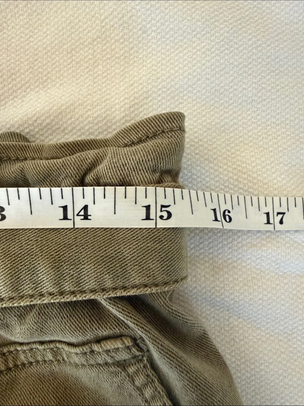 LOFT Olive Denim Paperbag Waist Belted Mom Shorts Size Medium